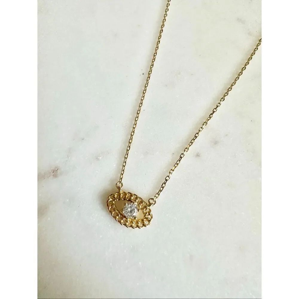 Rachel Zoe salty eye chain-link with cubic zirconia Sterling silver necklace - 1